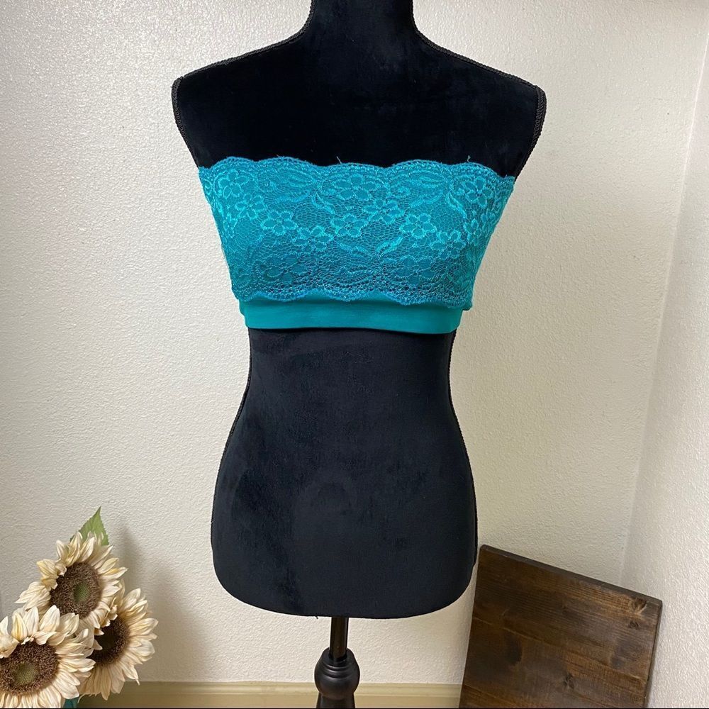 Teal Lace Bandeau Bra Top - One Size